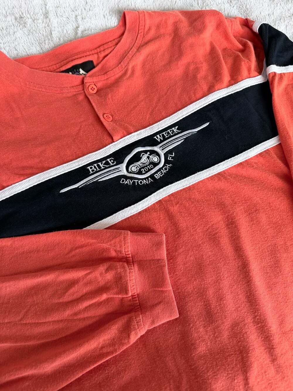 Biker Design Daytona Beach 2010 Bike Week Long Sleeve Henley Shirt